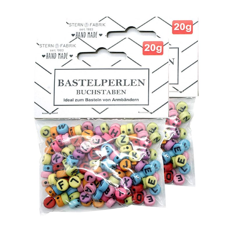 Foto van Stern fabric letterkralen - 320x - gekleurd - 6 mm - kunststof - alfabet knutselkralen - kralenbak