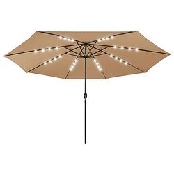 Foto van The living store parasol led 400x267 cm - polyester + metaal - taupe