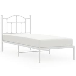 Foto van Vidaxl bedframe met hoofdbord metaal wit 90x190 cm