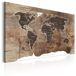 Foto van Artgeist world map wooden mosaic canvas schilderij