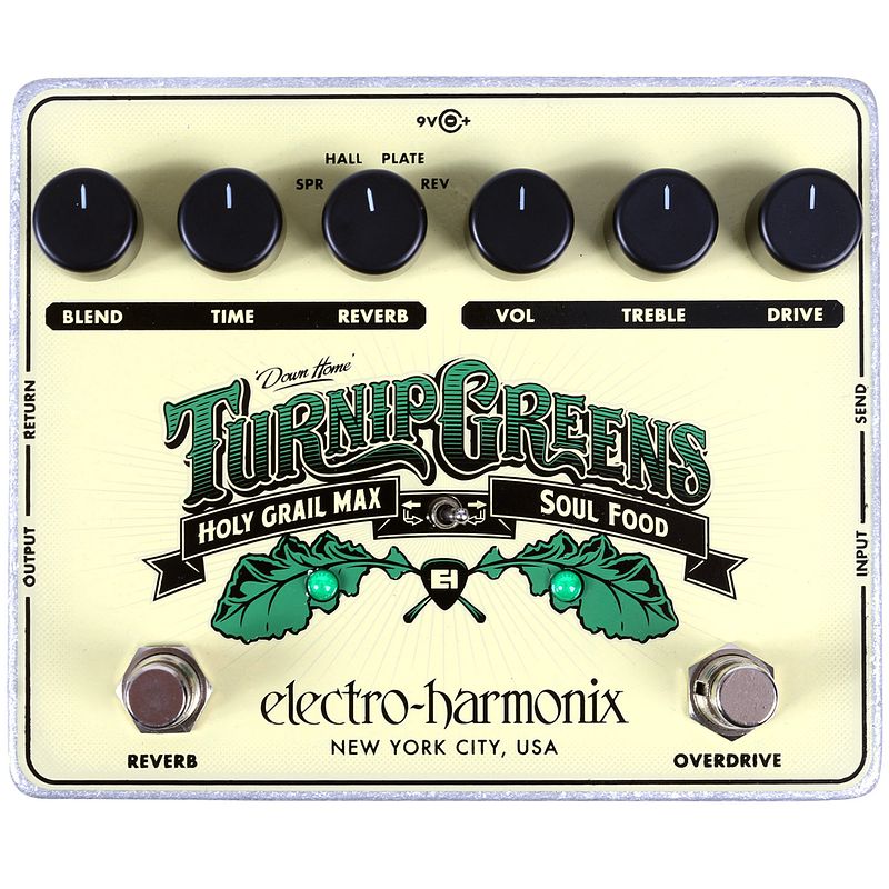 Foto van Electro harmonix turnip greens overdrive en reverb effectpedaal