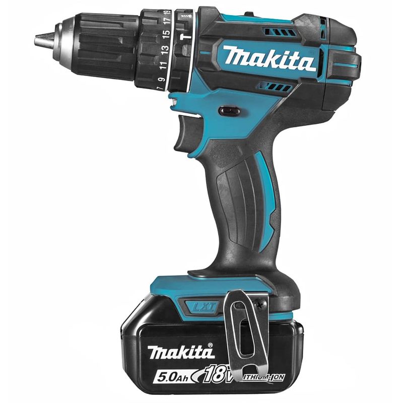 Foto van Makita boormachine draadloos 18 v 5 ah blauw en zwart