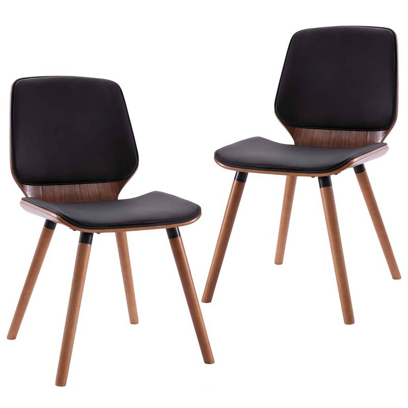 Foto van The living store eetkamerstoelen - set van 2 - kunstleer - zwart - 48x62.5x85 cm