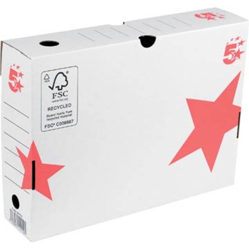 Foto van 5 star archiefdoos ft 25 x 33 x 8 cm (h x l x b), wit/rood