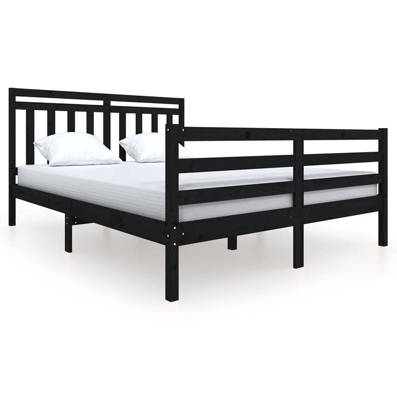 Foto van Vidaxl bedframe massief hout zwart 150x200 cm 5ft king size