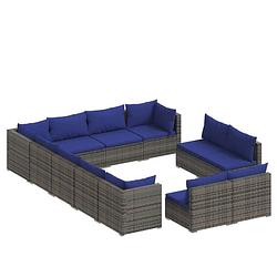 Foto van Vidaxl 12-delige loungeset met kussens poly rattan grijs