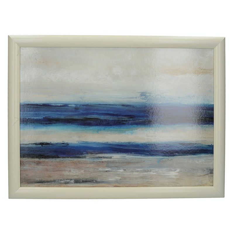 Foto van Creative tops dienblad blue absract 44 x 34 cm hout wit/blauw