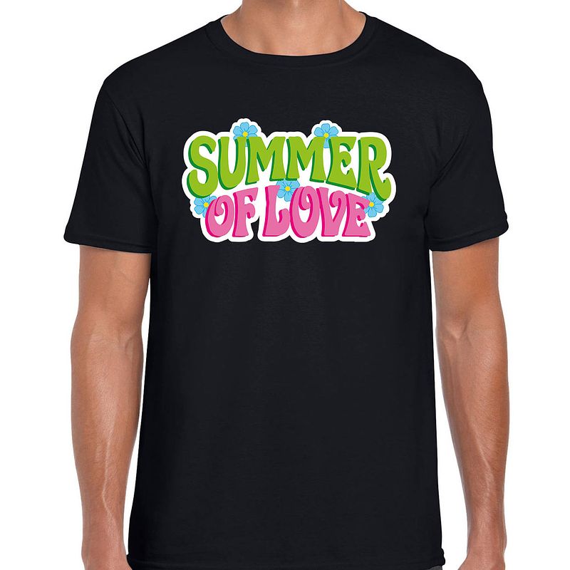 Foto van Toppers jaren 60 flower power summer of love verkleed shirt zwart heren 2xl - feestshirts