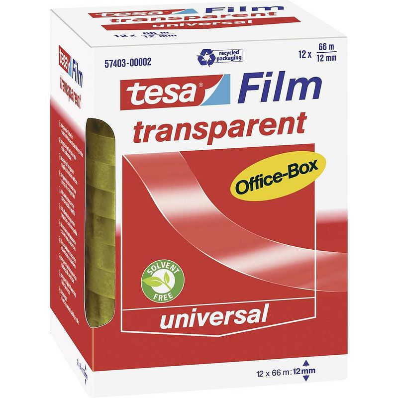 Foto van Tesa office-box 57403-00002-01 tesafilm transparant (l x b) 66 m x 12 mm 12 stuk(s)