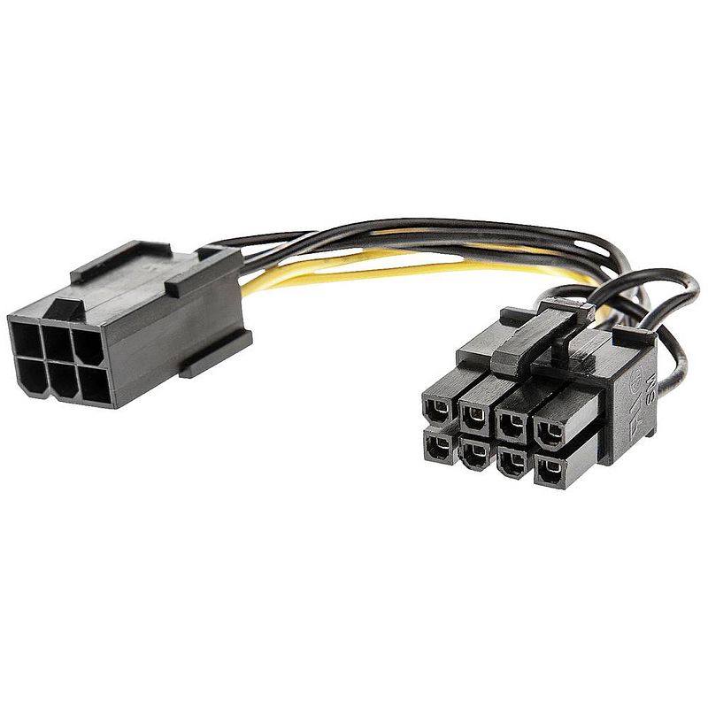 Foto van Lindy stroom adapterkabel [1x pcie-bus 6-polig - 1x pcie-stekker 8-polig] 0.15 m zwart, geel