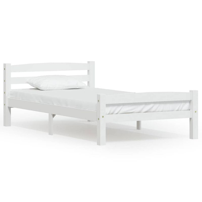 Foto van Vidaxl bedframe massief grenenhout wit 100x200 cm