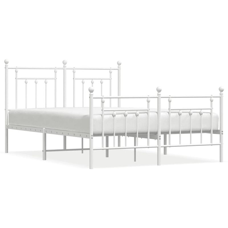 Foto van The living store bedframe - klassiek - staal - 196 x 146 x 97 cm - wit