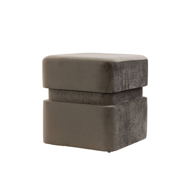 Foto van Pouf 40x40x42,5 cm piazza velvet dark grey-brown