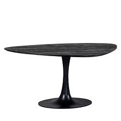 Foto van Giga meubel eettafel kiezel - zwart - 160cm - o-poot - eettafel owen