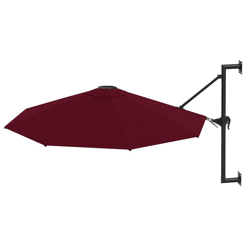 Foto van The living store wandparasol bordeauxrood 300 x 131 cm - uv-beschermend polyester - kantelbaar ontwerp - sterke metalen