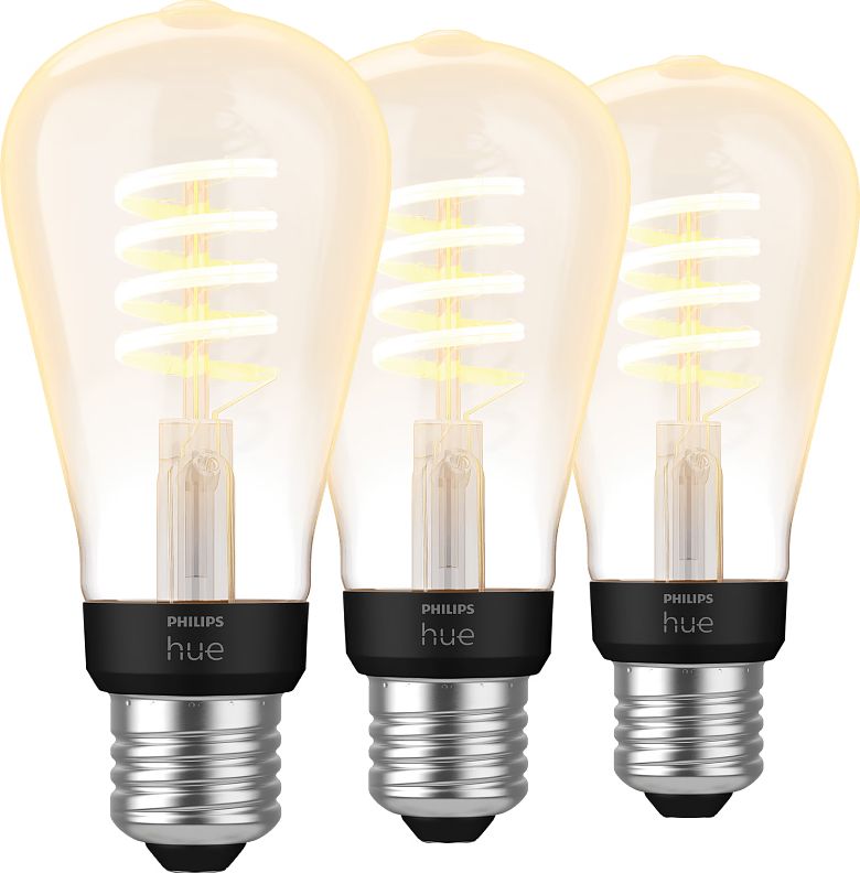 Foto van Philips hue filamentlamp white ambiance edison e27 3-pack