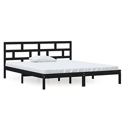 Foto van The living store bedframe - grenenhout - 195.5 x 141 x 100 cm - zwart