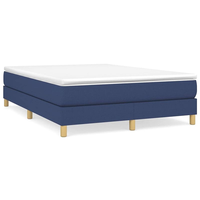 Foto van The living store boxspringframe - blauw - 193 x 140 x 25 cm - duurzaam materiaal - ondersteunende poten - multiplex