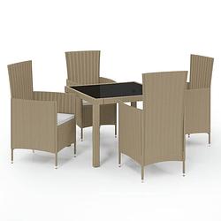 Foto van Vidaxl 5-delige tuinset met kussens poly rattan beige