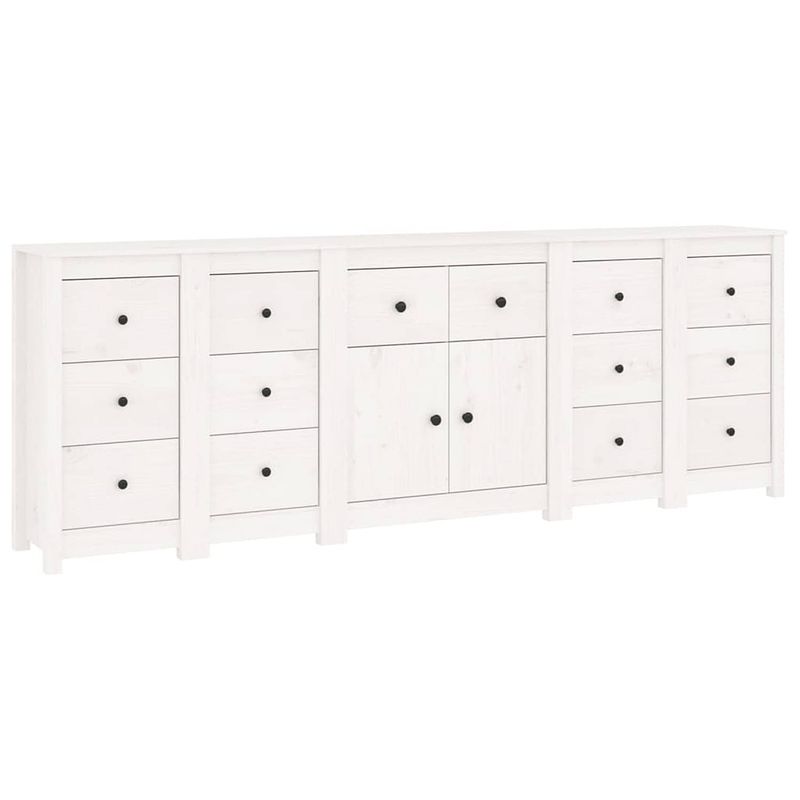 Foto van Vidaxl dressoir 230x35x80 cm massief grenenhout wit