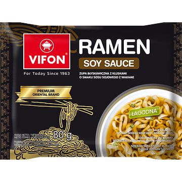 Foto van Vifon ramen soy sauce flavour instant noodle soup with wakame (mild) 80g bij jumbo