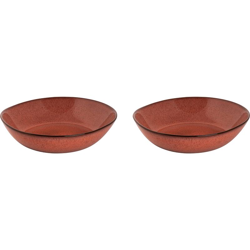 Foto van Palmer bord diep rustique 21 cm rood stoneware 2 stuk(s)