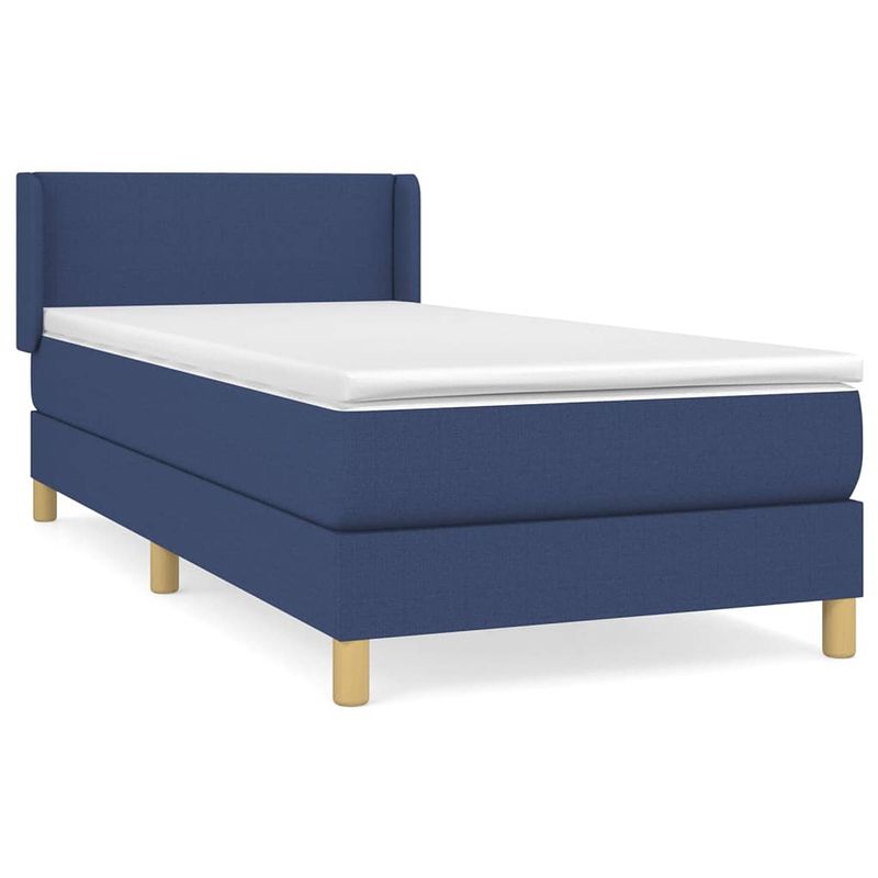 Foto van The living store boxspringbed - blauw - 203 x 93 x 78/88 cm - pocketvering matras - middelharde ondersteuning -