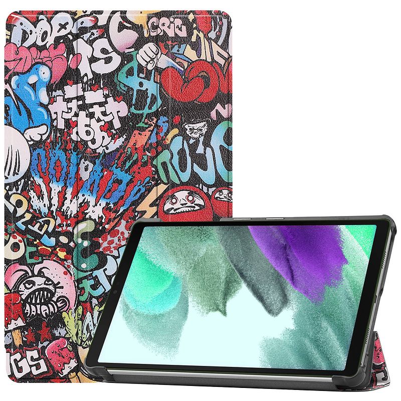 Foto van Basey samsung galaxy tab s6 lite hoesje kunstleer hoes case cover - graffity