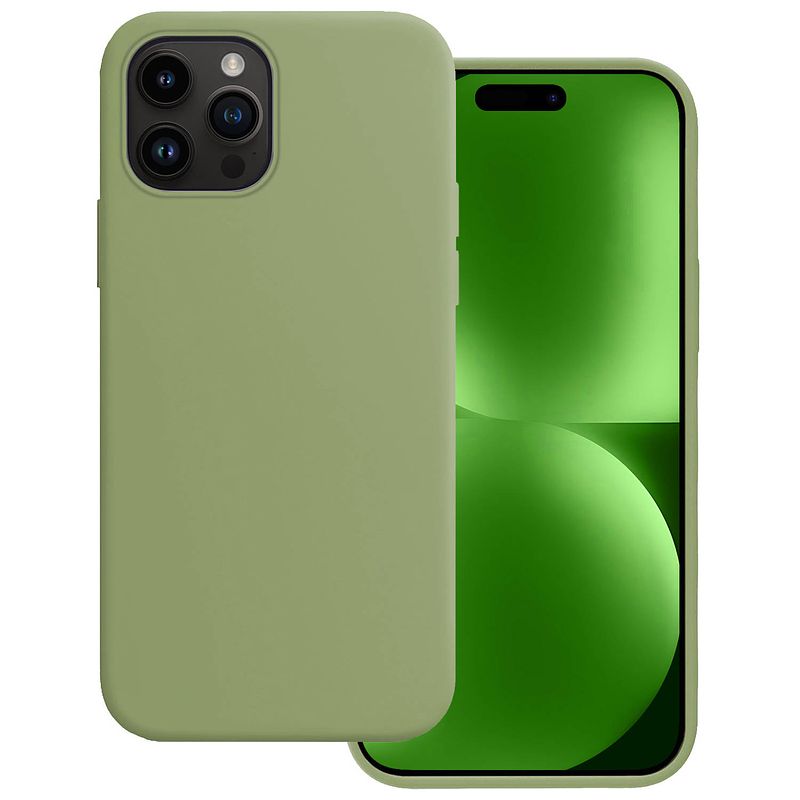 Foto van Basey iphone 15 pro hoesje siliconen back cover case - iphone 15 pro hoes silicone case hoesje - groen