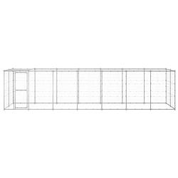 Foto van The living store hondenkennel - gegalvaniseerd staal en pe - 770 x 220 x 180 cm - zilver