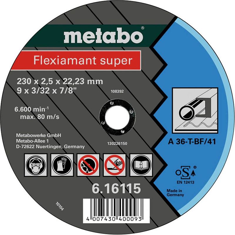 Foto van Metabo 616119000 doorslijpschijf gebogen 22.23 mm 25 stuk(s)