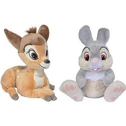 Foto van 2x disney bambi en stampertje knuffels 18 cm speelgoed set - herten/konijnen cartoon knuffels - speelgoed voor kinderen