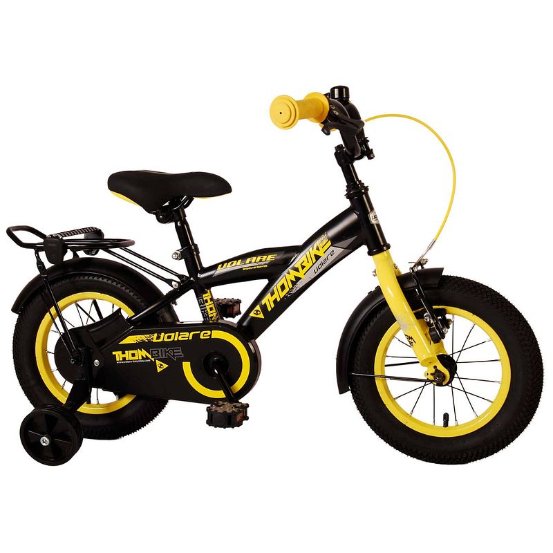 Foto van Volare thombike kinderfiets - jongens - 12 inch - zwart geel - 95% afgemonteerd