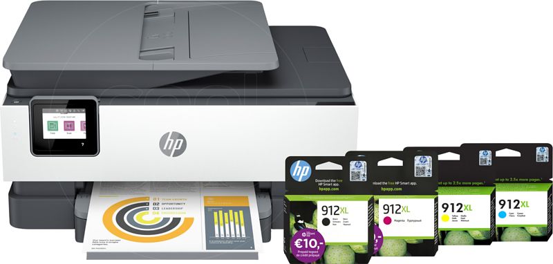 Foto van Hp officejet pro 8022e + 1 set extra inkt