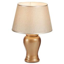 Foto van Design tafellamp/schemerlampje goudkleurige kap en basis 28 x 39 cm - tafellampen