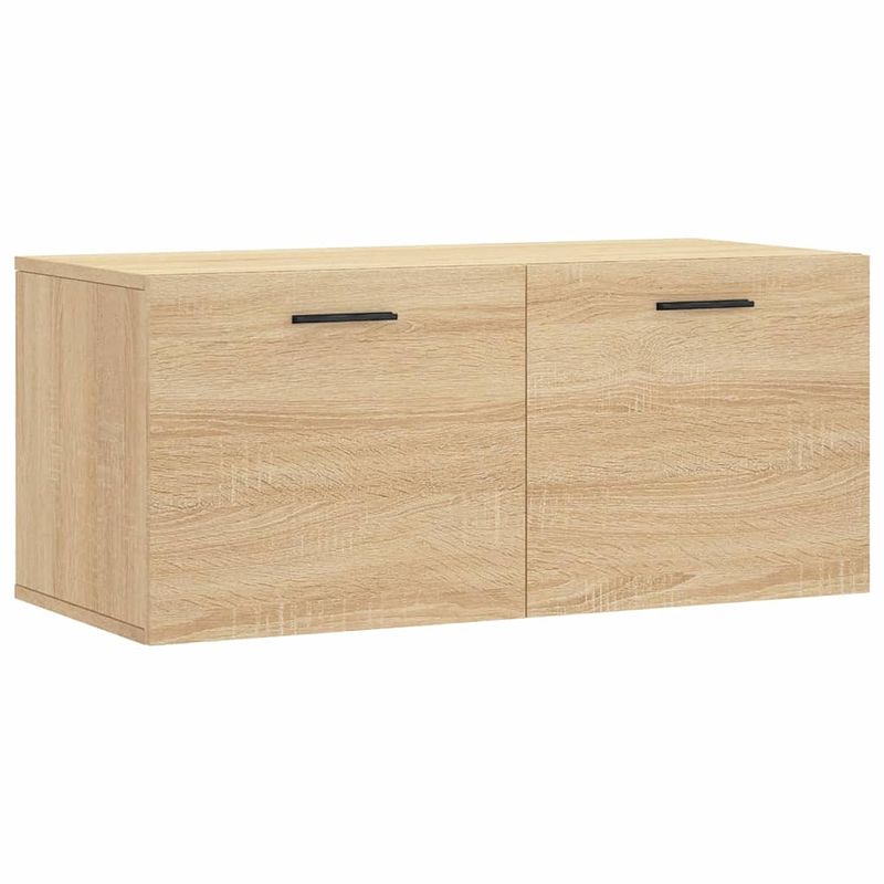 Foto van The living store zwevende wandkast - sonoma eiken - 80 x 36.5 x 35 cm - duurzaam materiaal