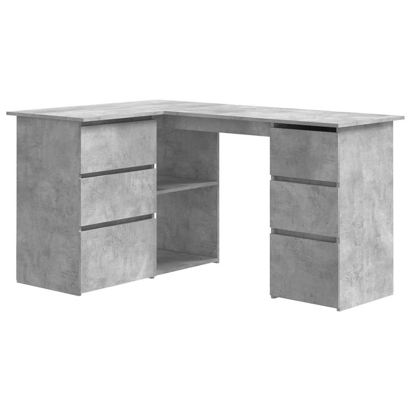 Foto van The living store hoekbureau - bewerkt hout - 145 x 100 x 76 cm - betongrijs