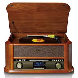 Foto van Platenspeler met dab+/fm radio, usb encoding, cd- en casettespeler classic phono tcd-2570 hout