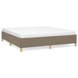 Foto van The living store bedframe - taupe - 203 x 183 x 35 cm - stof en multiplex lattenbodem