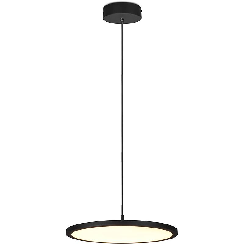 Foto van Led hanglamp - hangverlichting - trion trula - 29w - warm wit 3000k - dimbaar - rond - mat zwart - aluminium