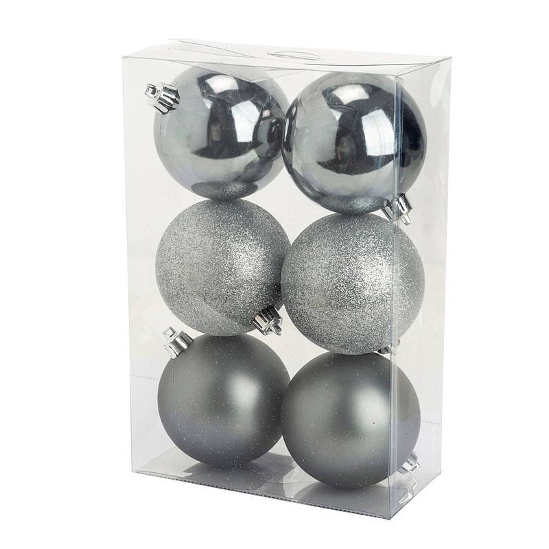 Foto van Cosy @home kerstballen zilver donker ø 8 cm - 6 stuks