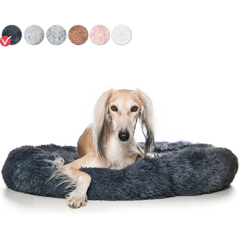 Foto van Snoozle donut hondenmand - zacht en luxe hondenkussen - wasbaar - fluffy - hondenmanden - 80cm - grijs