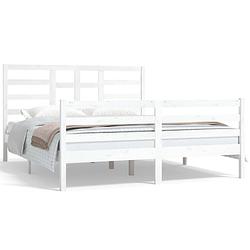 Foto van Vidaxl bedframe massief hout wit 160x200 cm