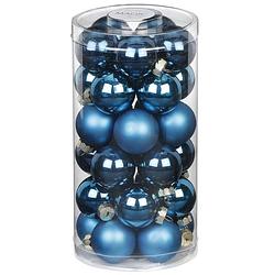 Foto van 60x stuks kleine glazen kerstballen diep blauw 4 cm - kerstbal