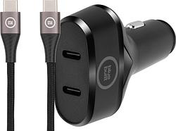 Foto van Bluebuilt power delivery autolader 20w zwart + usb c kabel 1,5m nylon zwart