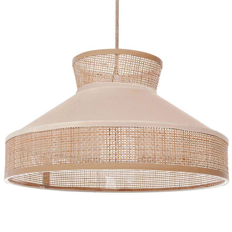 Foto van Beliani batali - hanglamp-beige-rotan, fluweel