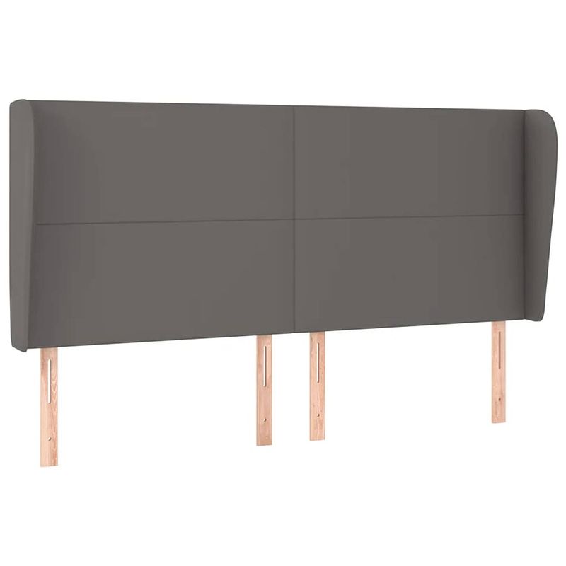 Foto van The living store hoofdbord bed - 163 x 23 x 118/128 cm - grijs kunstleer