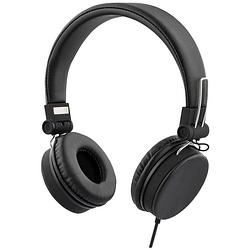 Foto van Streetz hl-w200 on ear headset kabel stereo zwart vouwbaar, afstandsbediening, headset