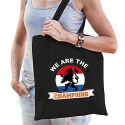 Foto van We are the champions supporter cadeau tas zwart voor dames en heren - feest boodschappentassen