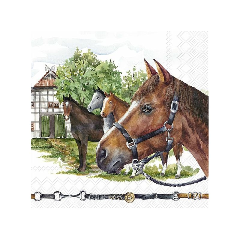 Foto van 40x gekleurde 3-laags servetten paarden 33 x 33 cm - feestservetten